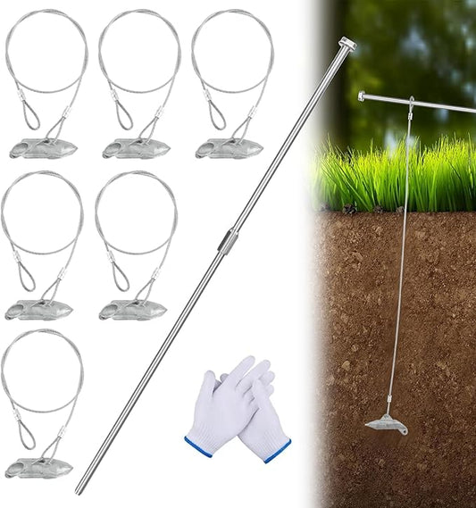 (6 Pack) Drive-In Ground Earth Anchors with Rod, 30inch Cable Earth Anchor Heavy Duty for High Winds, Easy Hook Anchor for Fixing Shed, Carports, Tent, Swing Set, Greenhouse, Gazebo.