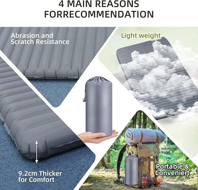 R-Value 6.9 Insulated Sleeping Pad – Inflatable & Ultralight for Winter Camping, Backpacking & Cold Weather – Self-Inflating, Non-Slip, 77.5”x39” with Pump Sack & Storage Bag