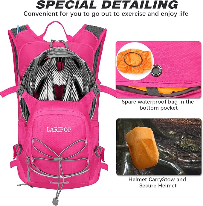 LARIPOP 18L Hydration Backpack with 2L Leak-Proof Water Bladder for Hiking Cycling Running Men Women