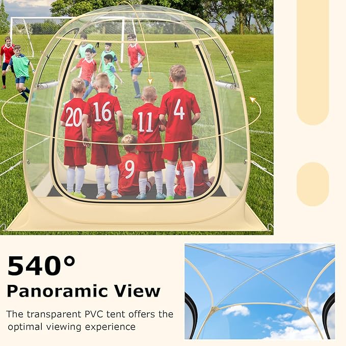 Goplus Sports Tent, Instant Pop up Weatherproof Shelter, Portable & Foldable Outdoor Clear View Bubble Tent w/Carrying Bag, Floor Mat, Watch Sports Events Camping