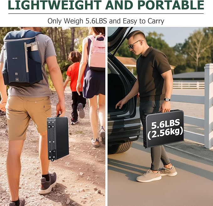 Folding Camping Table Portable Pinic Table 3 Level Height Adjustable Aluminum Frame Small Foldable Camp Table Light Weight with Carry Handle for Outdoor Indoor Hiking Camp BBQ Beach