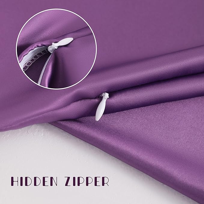 NTBAY Zippered Silk Satin Toddler Pillowcases - 2 Pack Hidden Zipper 13x18 Pillowcases - Luxury and Silky Baby Travel Pillow Covers, Purple