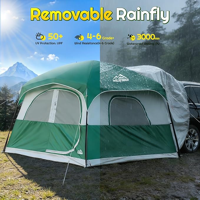 SUV Tent for Camping, 10x9ft Large Car Tent with PU3000 Waterproof, Universal Tailgate Tent Compatible with SUV, CUV, Minivan, Easy Setup Standalone Sheller for Outdoor Travel