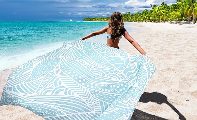 Beach Blanket Waterproof Sandproof Extra Large Beach Mat 79" X 83"/120"x108"for 1-8 Adults Quick Drying Durable Outdoor Picnic Mat for Beach Travel Camping Hiking