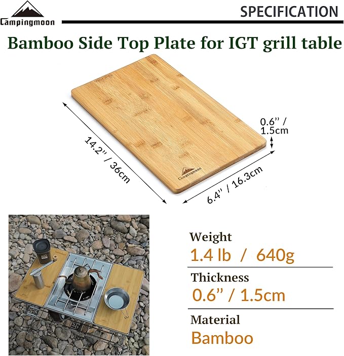 camping moon IGT Top Board Bridge Table Bamboo Side Plate CK-P21