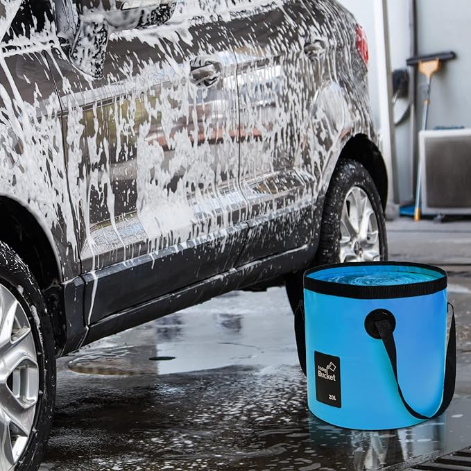 Tessco 4 Pcs 20L Collapsible Bucket with Handle 5 Gallon Portable Collapsible Folding Bucket Foldable Water Container for Camping Hiking Fishing Car Washing