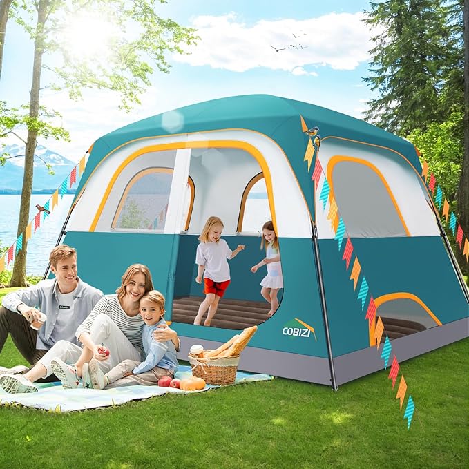 COBIZI 4-6-8-10 Person Camping Tent, Spacious Family Tents for Camping Ideal, Hiking, 3500mm Waterproof Double-Layer Windproof Tent for Hiking & Backpacking