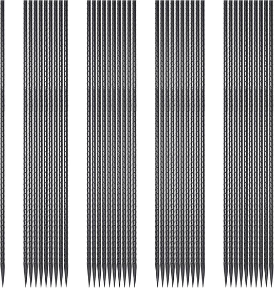 Rebar Stakes 24 Inch 40 Pack Straight Ground Stakes 1/4 Inch Diameter Heavy Duty Metal Spikes with Chisel Point End for Landscape Timber, Cement and Concrete Form, Black