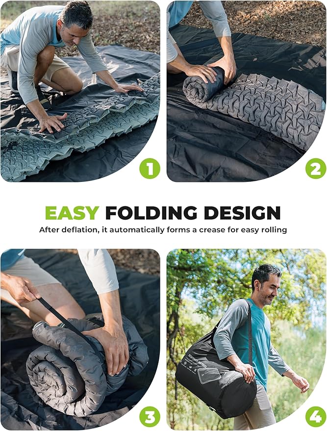4" Thick Self Inflating Sleeping Pad with Foam, Air Camping Mattress,Innovative Y-Shaped Telescopic Structure,High R-Value and Portable Double Camping Mats for Camping