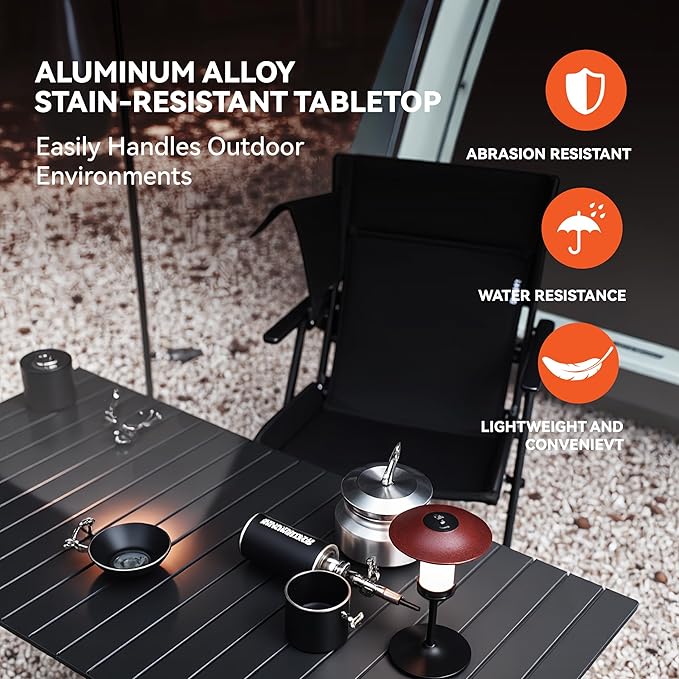 Ultralight Aluminum Foldable Camping Table - Portable Roll-Up Design with Carry Bag, for Indoor Outdoor Camping Beach Backyard BBQ Parties Picnic Patio