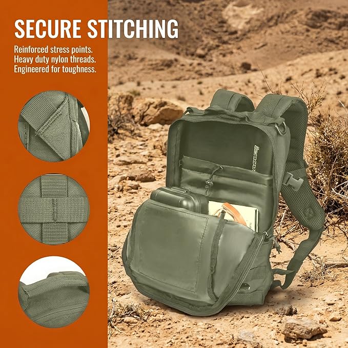 Small Tactical Backpack Military Daypack 12L Molle Bag Rucksack Army Daypack for Outdoor,Hiking,Camping,Travel (Green)