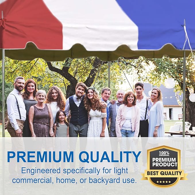 Party Tents Direct 20'x40' Weekender Canopy Pole Tent - Easy Up Canopy Tent with 160 Person Capacity - Outdoor Canopies for Parties, Weddings, & Events (Red White and Blue Top)