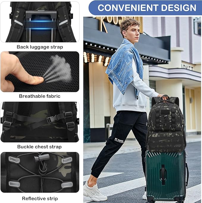 Laptop Lunch Backpack for Men - 40L Large Capacity Work Backpack with Lunch Compartment and USB Post, RFID Insulated Cooler Backpack for Work, Travel, Picnic, Black CM