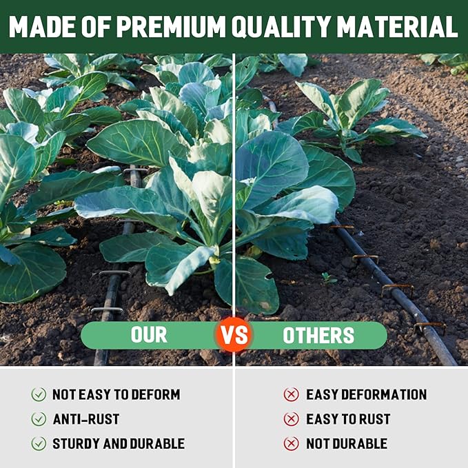 Landscape Staples 4 Inch 50 Pack Galvanized Garden Stakes Anti-Rust Landscape Pins for Weed Barrier Fabric and Landscape Fabric