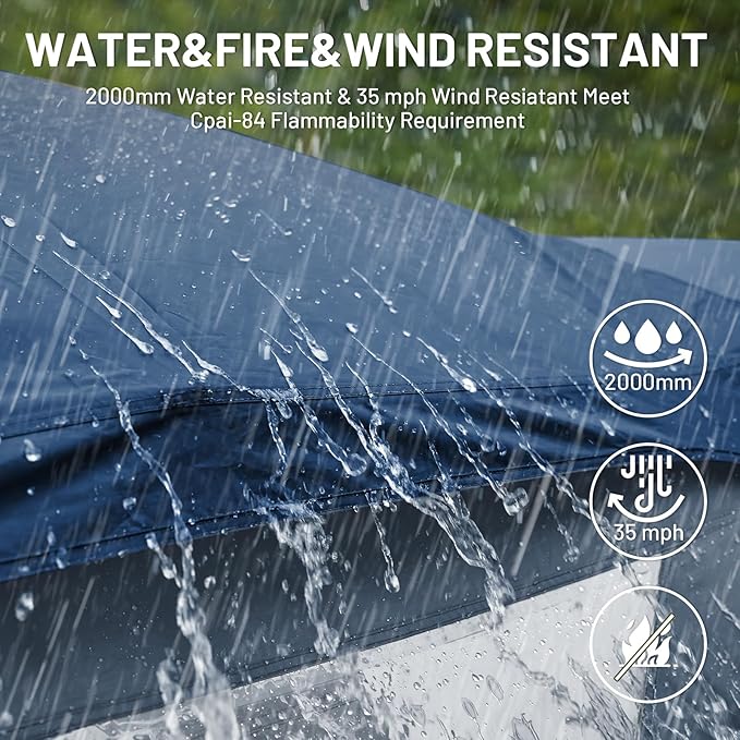 TIMBER RIDGE Instant Pop-Up Weather Resistant Camping Hub Tent, Easy 60 Second Set-Up, Portable 4 Person Tents for Outdoor, Camping, Picnicking, Blue