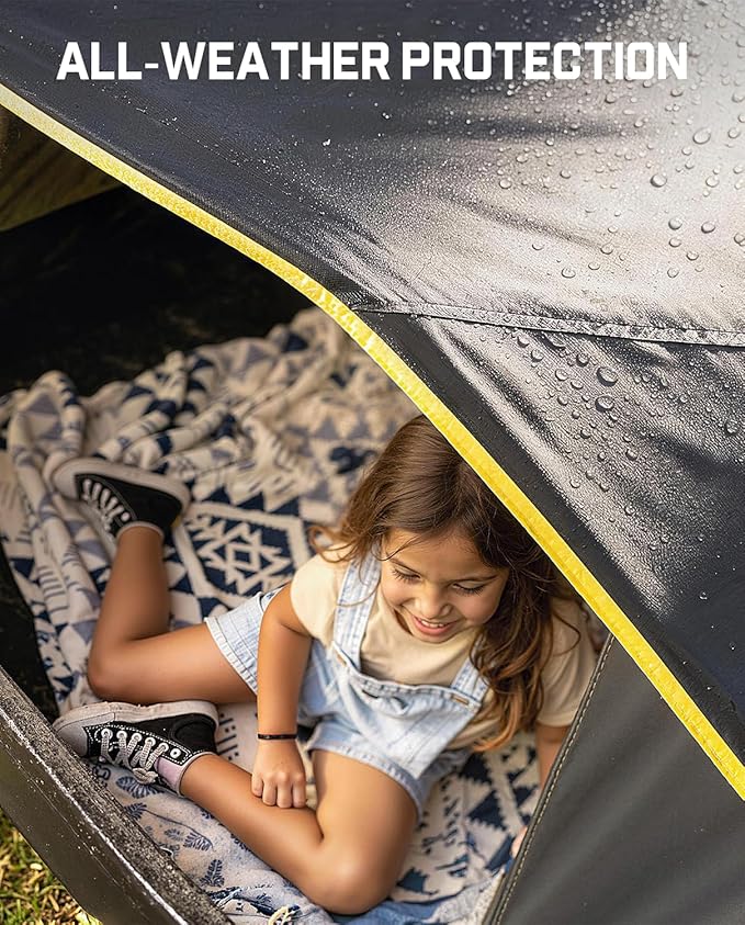 FanttikOutdoor Zeta C2/3/4 Camping Tent, 2/3/4 Person Instant Dome Tent, Easy Setup in 60s, Portable Waterproof Cabin Tent with Pre-Attached Poles & Air Vent, Ideal for Camping, Hiking, Backyard