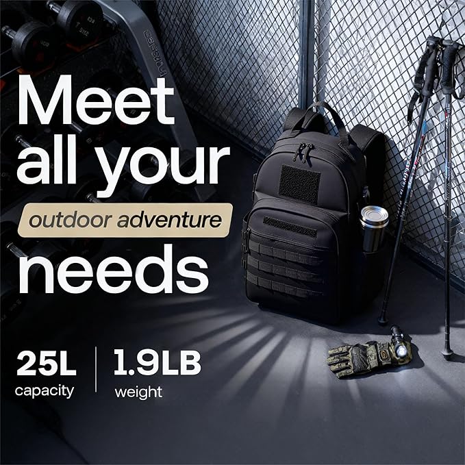 Tactical Backpack for Men Military Backpacks with Holster Army 3 Days Assault Pack Bug Out Bag for Hiking Camping (Black)