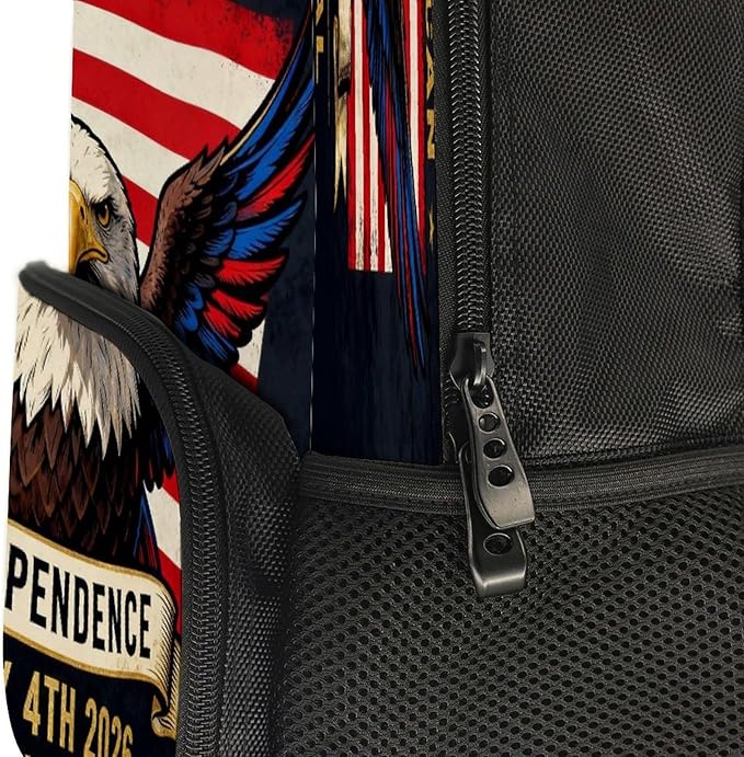 Casual Daypack Multipurpose Anti-Theft Large Capacity Carry On Bag, USA 250th Anniversary Patriotic Independence Celebration Art Casual Daypack Climbing Shoulder Bag With Padded Straps