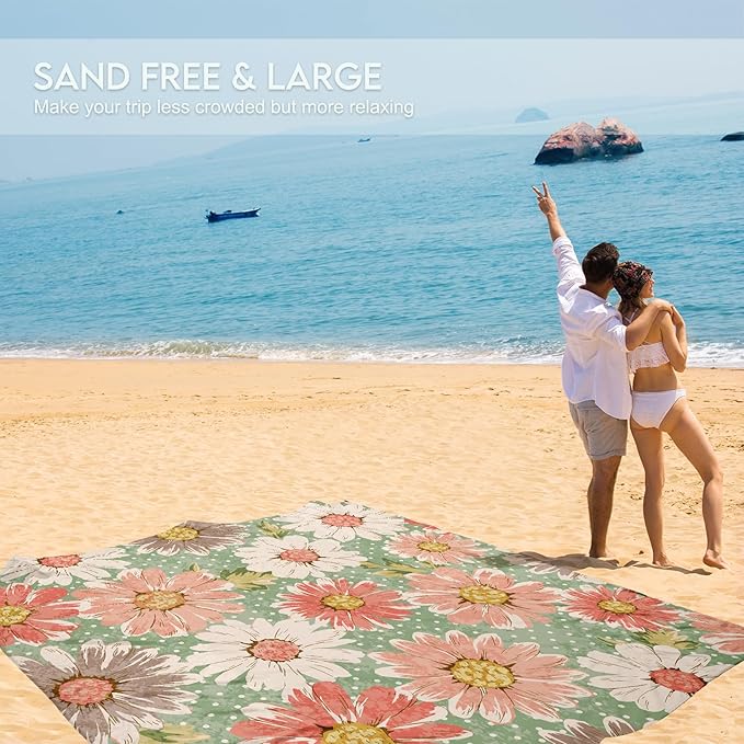BYDOLL Beach Blanket Waterproof Sandproof Large 78''×81''/10'×9' Sand Free Oversized Sandless Picnic Mat Water Proof Packable Lightweight Blanket for Beach Camping Hiking Travel