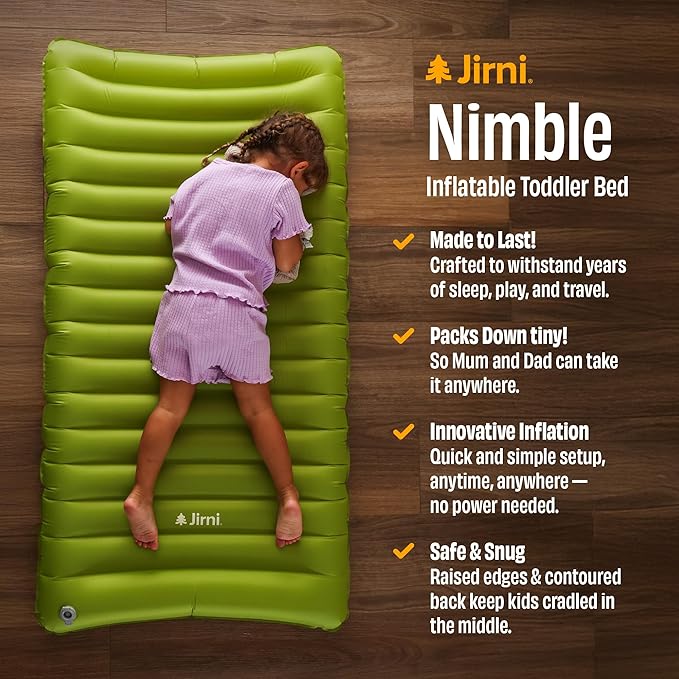 Nimble Toddler Travel Bed | Innovative New Pump | Ultra Lightweight & Super Durable Toddler Camping Bed | Eco-Friendly Kids Air Mattress | Child Travel Bed | Inflatable Portable Bed for Kids