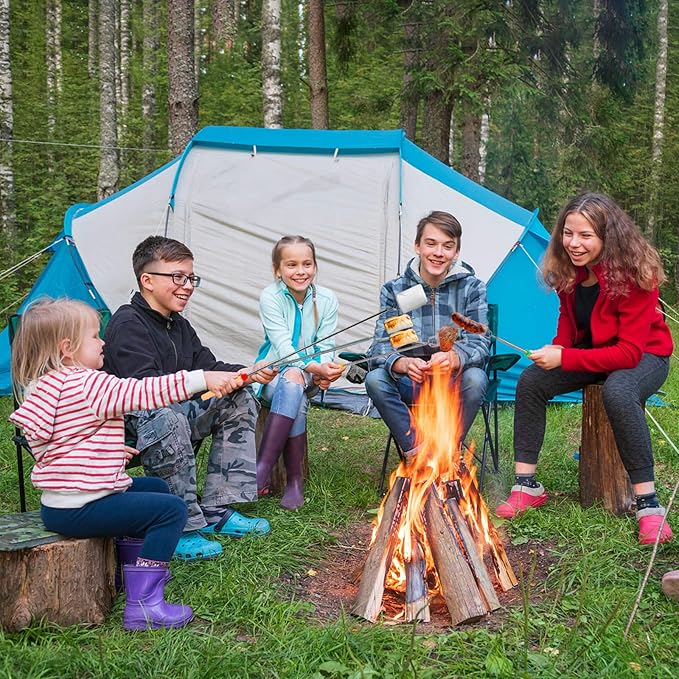 Marshmallow Roasting Sticks, Telescoping Smores Sticks for Open Fire Pit, 32 Inch Long Marshmallow Toasting Barbecue Forks S’mores Skewers for Campfire Camping Hotdog Hot Dog Bonfire Grill, 5 Pack