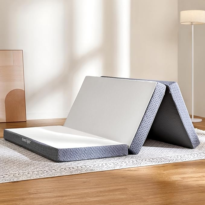 Sweetnight Tri Folding Mattress - 4-inch Foldable Mattress with a Collapsible and Washable Cover | Medium-Firm with Non-Slip Design | Suitable for RV Travel, Camping, Guest （Full）