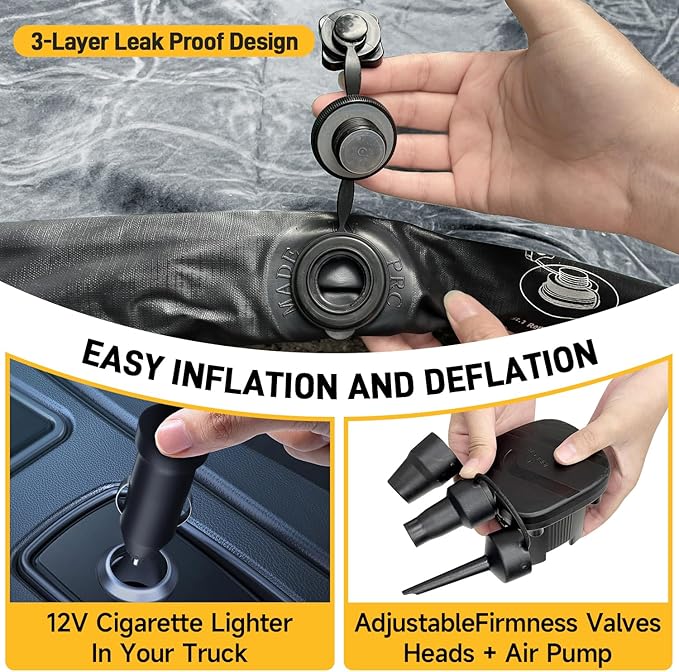Umbrauto Inflatable Truck Bed Air Mattress for Full Size Short Truck Beds, 5.5-5.8ft, with Pump & Carry Bag. Perfect for Outdoor Adventures