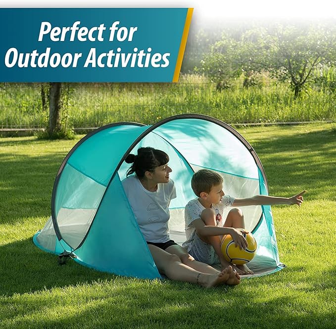 Vaygway Pop-up Tent and Automatic Instant Portable Cabana - Premium Quality 2-4 Person Easy Throw Setup Windproof Waterproof Travel Cabana Beach Tent Shelter- for Hiking, Camping & Outdoor Activities