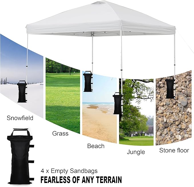 6 Pack (NO Sand) SANWAY 220 LBS Sand Bags for Canopy Weights(Unfilled)-Portable and Durable to Secure Tents, Canopies, and Umbrellas at Outdoor Events (Black, 180 LBS)