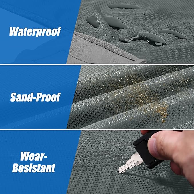 Odoland Beach Blanket Picnic Blanket, 43.3" x 27.5" SandProof Waterproof Outdoor Pocket Blanket with Portable Bag, Foldable Lightweight Sand Free Beach Mat for 1 People Hiking, Camping, Travel, Grey