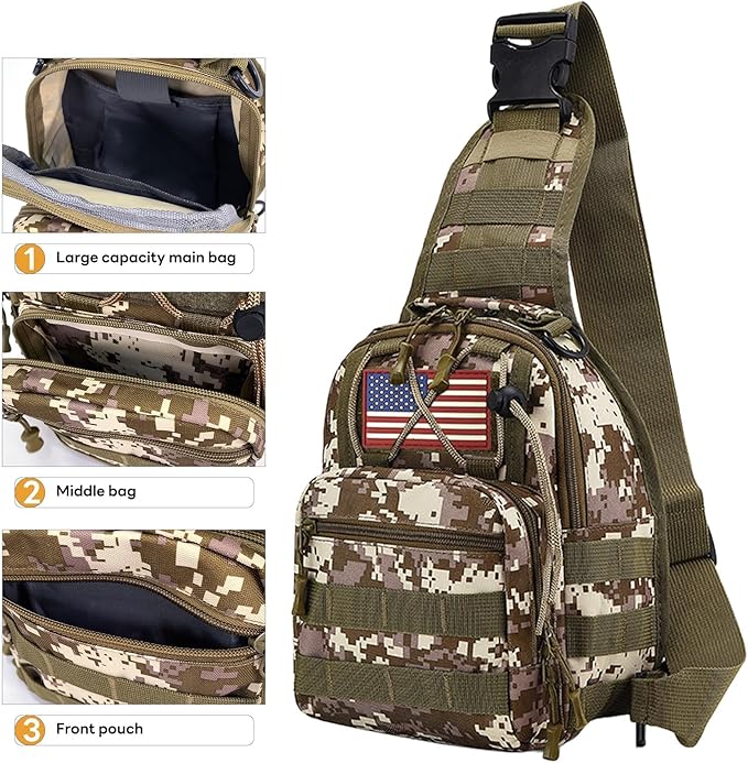 JUMAHE 80L 2-Pack Hiking Backpack for Men with Sling Tactical Backpack - Rucksack Molle Military Tactical Waterproof Lightweight Camping Backpack 3 Day Assault Pack for Travel, Climbing, Backpacking