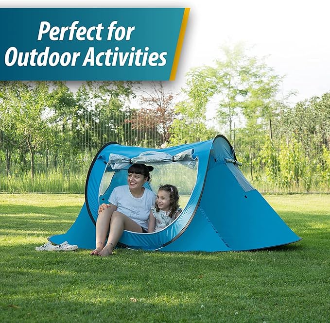 Vaygway Pop-up Tent and Automatic Instant Portable Cabana - Premium Quality 2-4 Person Easy Throw Setup Windproof Waterproof Travel Cabana Beach Tent Shelter- for Hiking, Camping & Outdoor Activities