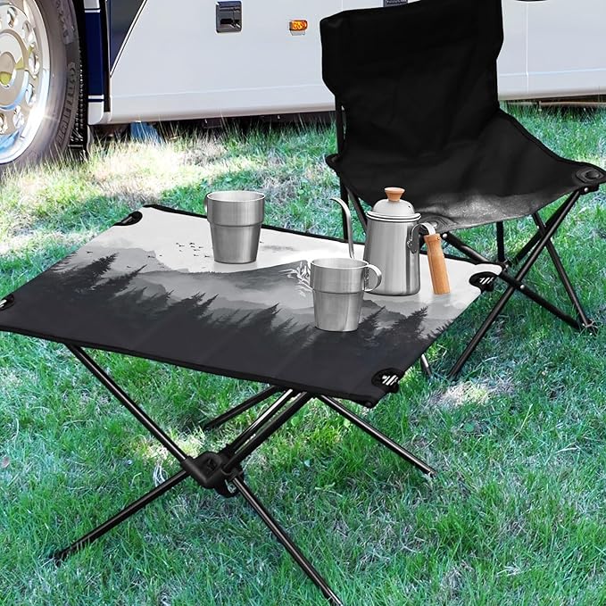 Mount Fuji Portable Folding Camping Table, Compact Lightweight Beach Table with Carrying Bag for Outdoor Picnics, BBQs, Camp