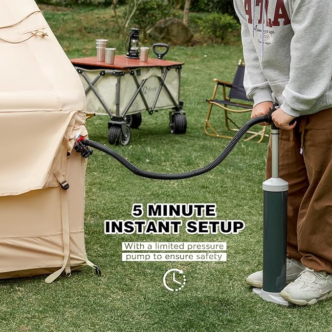 EROMMY 4/6/8/12 Person Inflatable Tent with Skylight, 4 Season Blow Up Tents with Hand Pump for Outdoor Camping & Hiking, Easy Set-up Windproof Sunproof Waterproof
