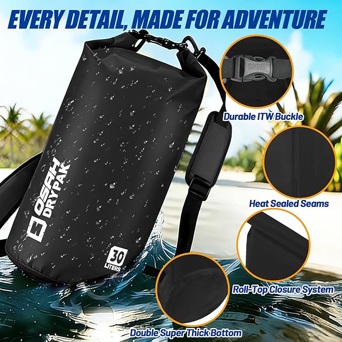 Waterproof Dry Bag, 5L/10L/20L/30L/40L Roll Top Lightweight Storage Backpack with Phone Case for Women & Men, Floating Waterproof Sack for Travel, Swimming, Kayaking, Paddle Board, Camping & Beach