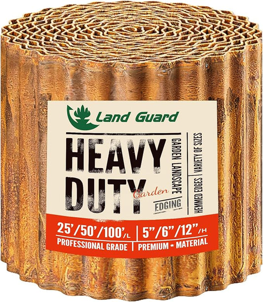 Land Guard Corrugated Garden Edging Border,12" x 25' Landscape Paver Edging, Tall Landscape Edging, Fence for Garden, Flower Bed, Lawn and Landscape Edging (Rusty)