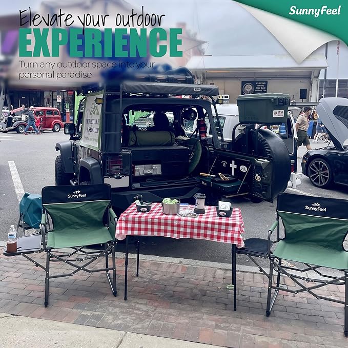 SUNNYFEEL Camping Directors Chair, Heavy Duty,Oversized Portable Folding Chair with Side Table, Pocket for Beach, Fishing,Trip,Picnic,Lawn,Concert Outdoor Foldable Camp Chairs