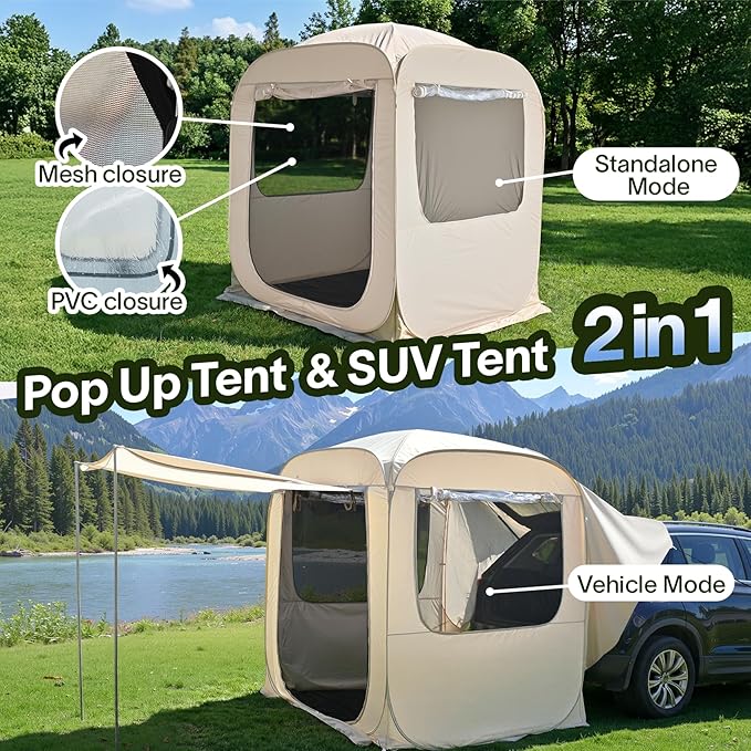 Alvantor® SUV Tailgate Tent, Instant Pop Up Car Tent Creates Extra Living Space, UV Protection, Quick Setup in Seconds for Family, Road Trips, Tailgating, Beach, Outdoor Camping