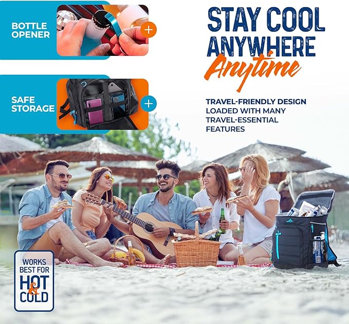 Cooler Backpack Insulated Waterproof 22 Hours Cold, Backpack Coolers Insulated Leak Proof Holds 56cans, Lightweight & Portable Ice Chest - Camping Beach, Ice Chest Cooler Leakproof