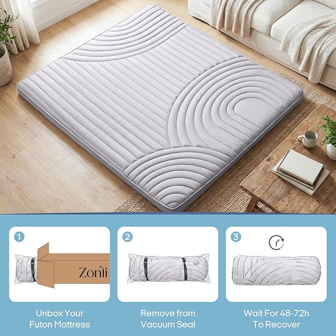 ZonLi Japanese Floor Mattress Futon Mattress, 2.5'' Thick Tatami Mat Foldable Mattress, Twin Size 80''x39'' Japanese Bed Sleeping Pad for Adults, Bedroom Dorm Camping