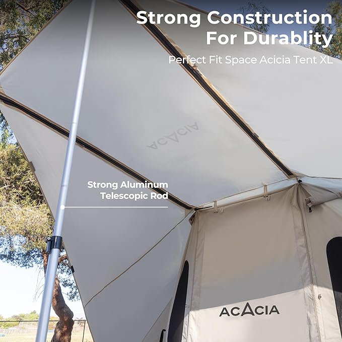 ACACIA Canopy 4 Person for Space Acacia Camping System, PU2000 Waterproof Camping Tarp for 4 Season Camping, UPF50+ Sunproof Tent Tarp with 4 Telescoping Poles, Carry Bag, Almond