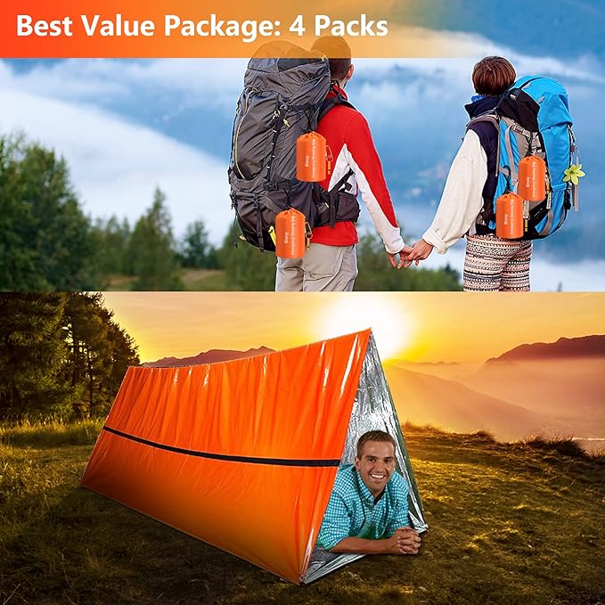Timok Emergency Sleeping Bags Thermal-Emergency-Blankets Ultralight Space Blankets Survival Waterproof Bivy Sack Multi-Purpose Survival Gear for Hiking, Camping, First Aid Kits, Outdoor Survival Gear