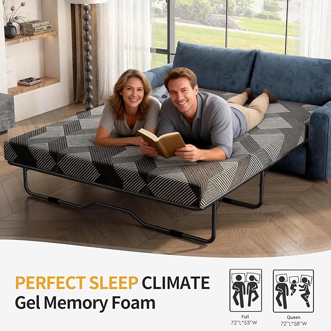 4 Inch Gel Memory Foam Sofa Mattress Queen Size, Mattress Replacement for Sleeper Sofa, Couch Bed, Guest Rooms, RVs & Boats, Grey