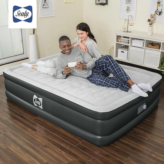 Sealy Tritech Queen Sized 20" Air Mattress Bed 2 Person w/Built-in AC Pump & Bag