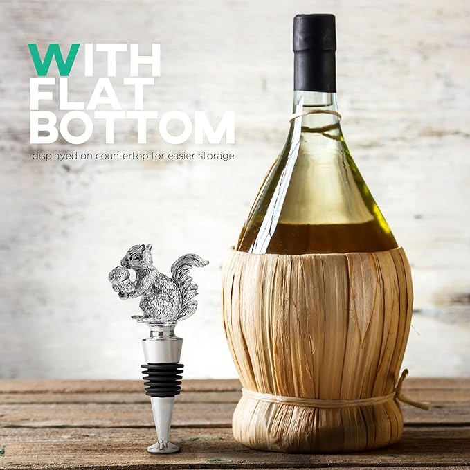 Homestia Squirrel Wine Stopper, Bottle Stopper Wine Saver, Reusable Wine Corks for Beverage, Wine Preserver Wine Saver Keep Wine Fresh, Wedding Favors Gifts for Wine Lovers