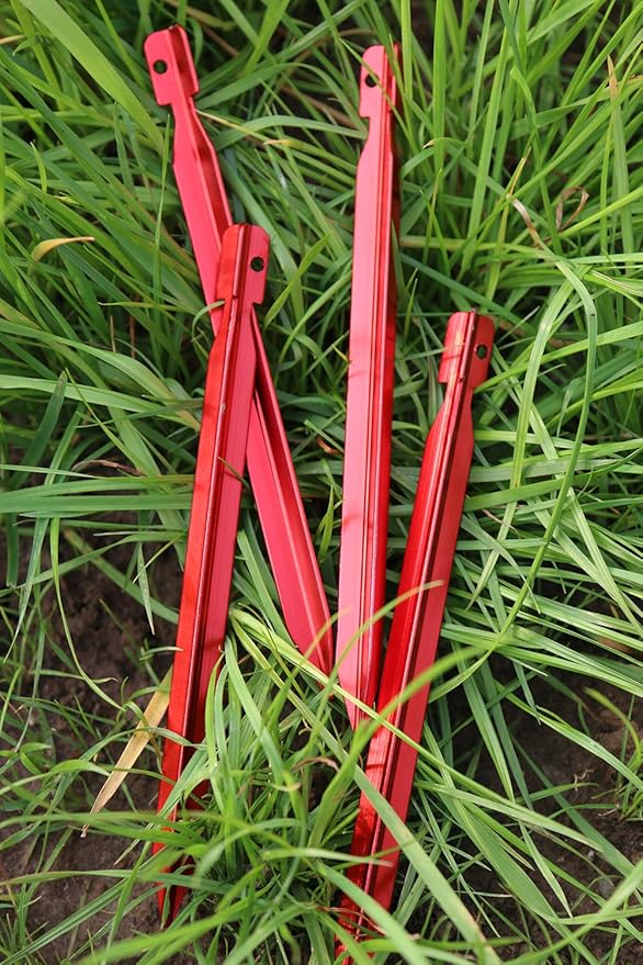 SOLEADER 12 Pieces Tent Pegs Heavy Duty, 9 Inch Y-Shaped Metal Aluminium Alloy Camping Tent Stake Nail with Reflective Rope for Camping, Outdoor, Beach, Hiking