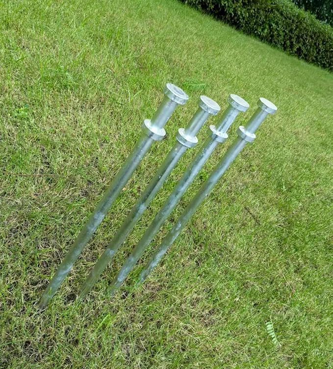 Double Head Tent Stakes - Heavy Duty 1045 Steel Heat-Treated Ground Spikes, Forged Geometric Sharp Tips for Stronger Hold, 0.79”(20mm) Diameter x 24" Length, 4-Pack