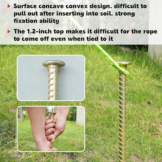 30 Inch Long Rebar Stakes - 9/16 Inch Diameter Heavy Duty Asphalt Anchors, Galvanized Steel Ground Spikes for Speed Bump, Wheel Stop, Tent and More (10 Counts)