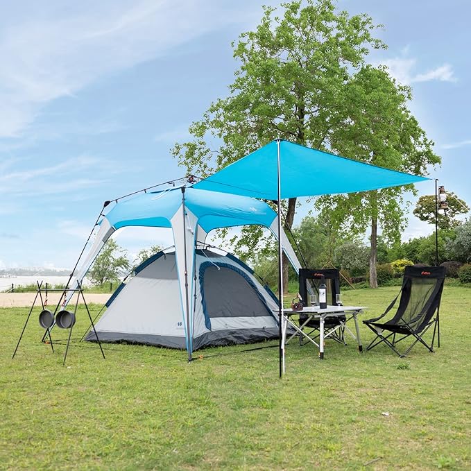 Tent for Family Camping Quick Setup, Instant Pop Up Dome Tents Outdoor 2-3 Person / 6 Person, with Water-Resistant Rainfly and Mesh Roofs & Door & Windows