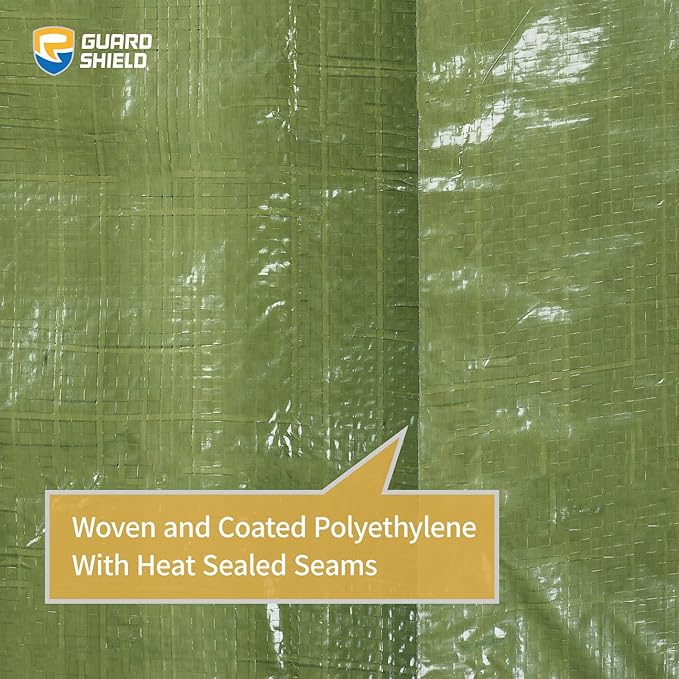 GUARD SHIELD Tarp Green 6x6 Feet Multi Purpose Waterproof Poly Tarp Cover 5mil (2-Pack)